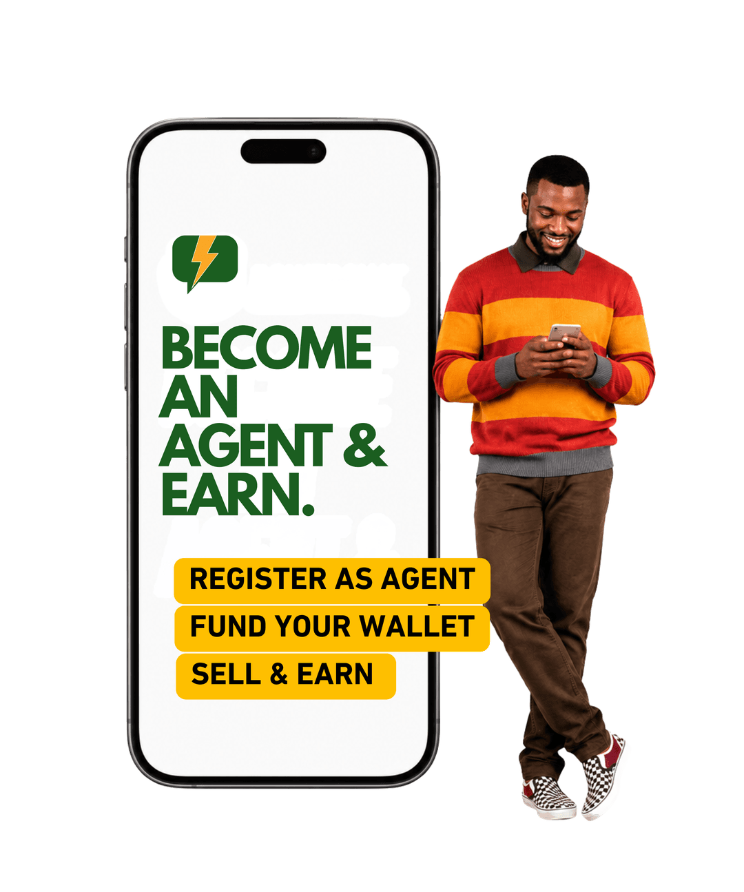 A PowerChatNG agent selling electricity tokens from her phone to her community